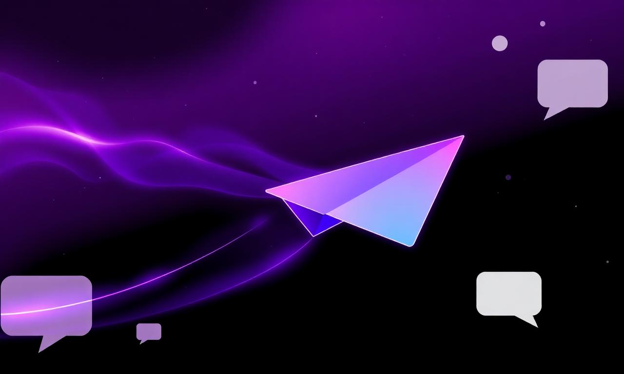 Glowing paper plane illustrating one-click message sending